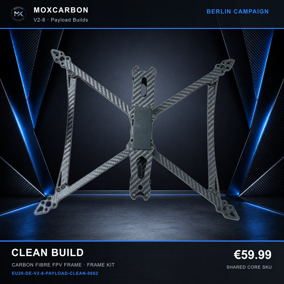 MOX MARK4 V2 8-Inch Carbon Fibre FPV Frame — Berlin Clean Build 0662 product image