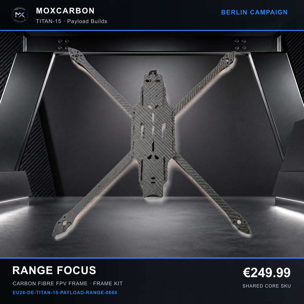 MOX MARK4 Titan GOW 15-Inch Carbon Fibre FPV Frame — Berlin Range Focus 0668 product image