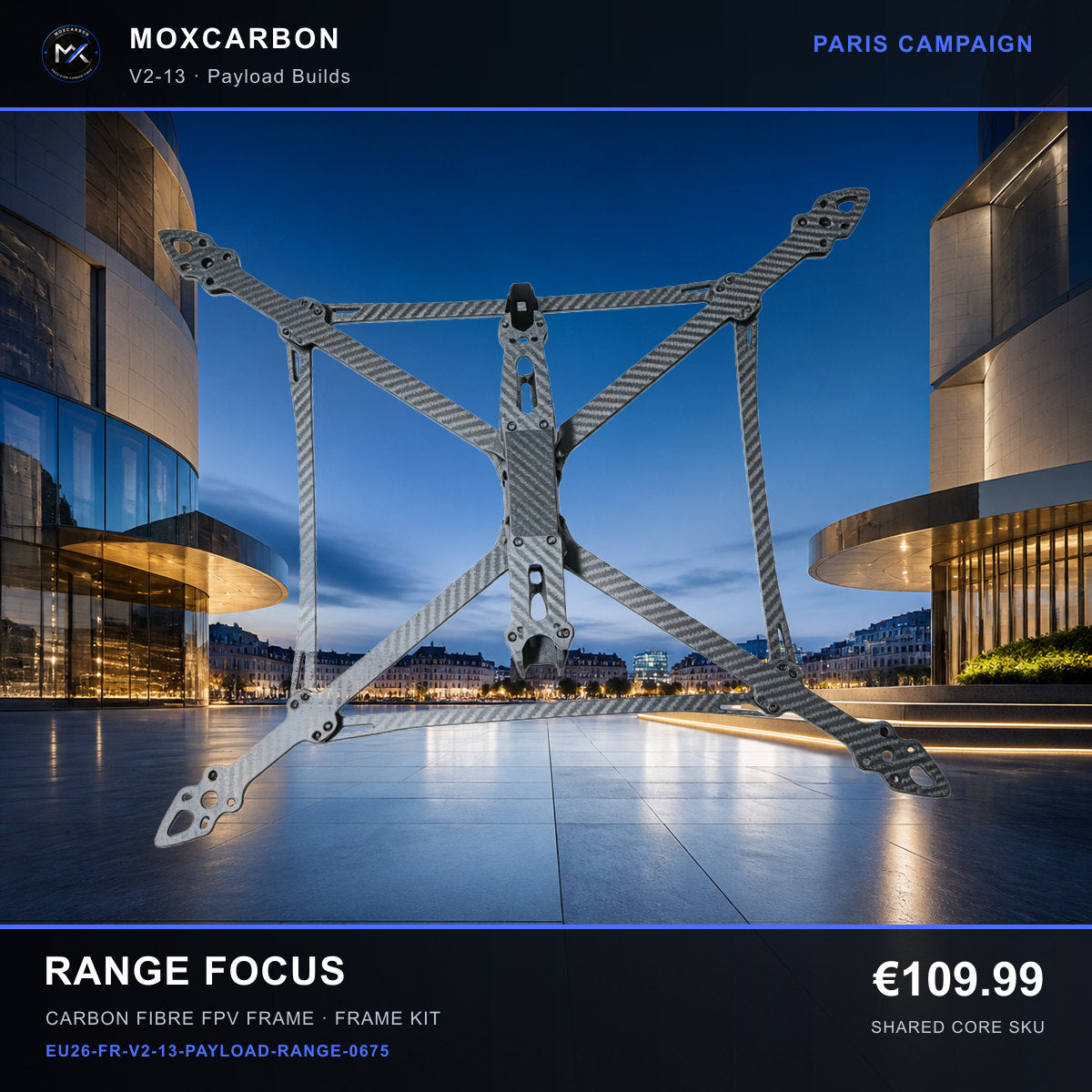 MOX MARK4 V2 13-Inch Carbon Fibre FPV Frame — Paris Range Focus 0675 product image