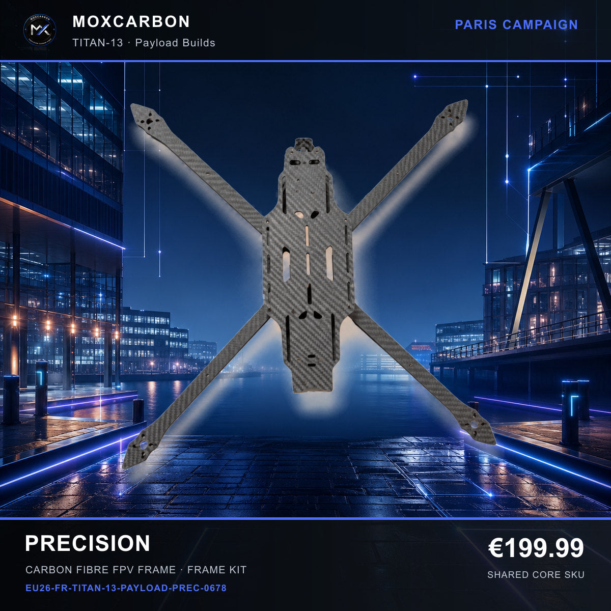 MOX MARK4 Titan GOW 13-Inch Carbon Fibre FPV Frame — Paris Precision 0678 product image
