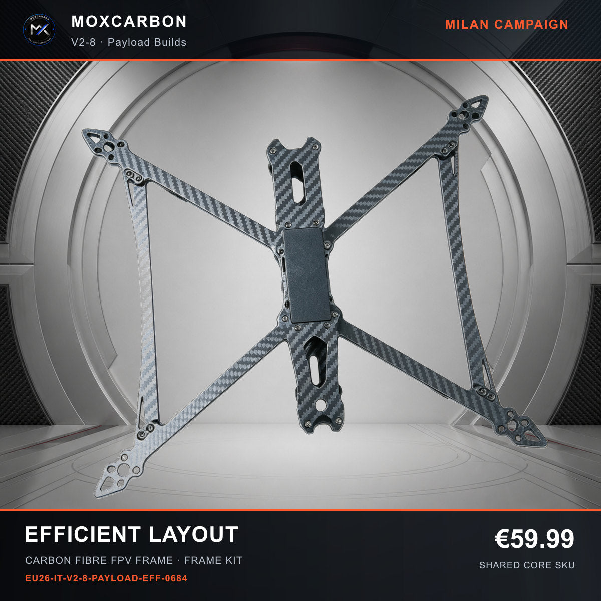 MOX MARK4 V2 8-Inch Carbon Fibre FPV Frame — Milan Efficient Layout 0684 product image