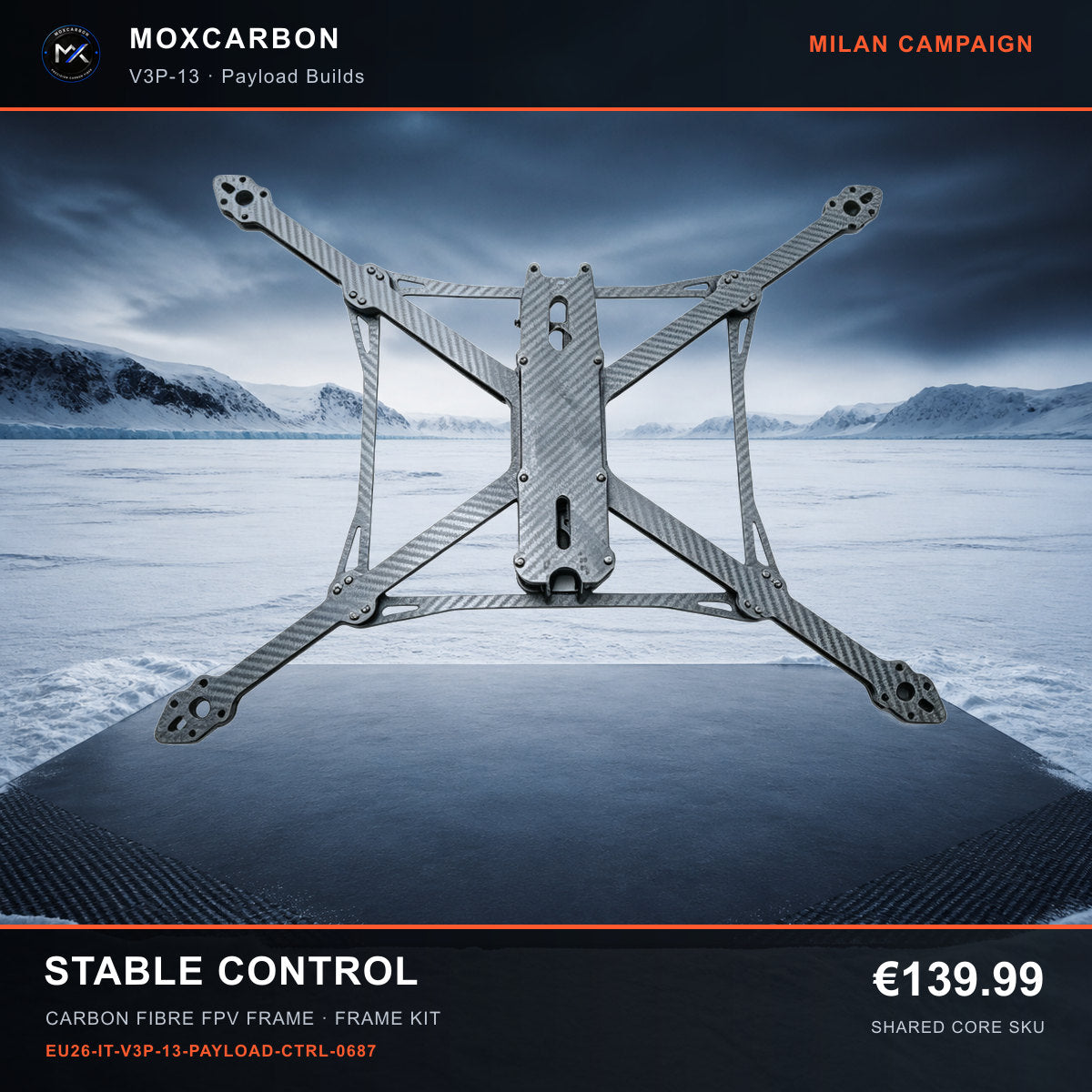 MOX MARK4 V3 Pro 13-Inch Carbon Fibre FPV Frame — Milan Stable Control 0687 product image