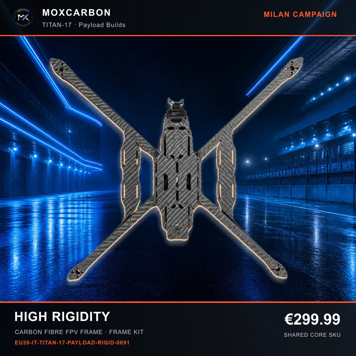 MOX MARK4 Titan GOW 17-Inch Carbon Fibre FPV Frame — Milan High Rigidity 0691 product image