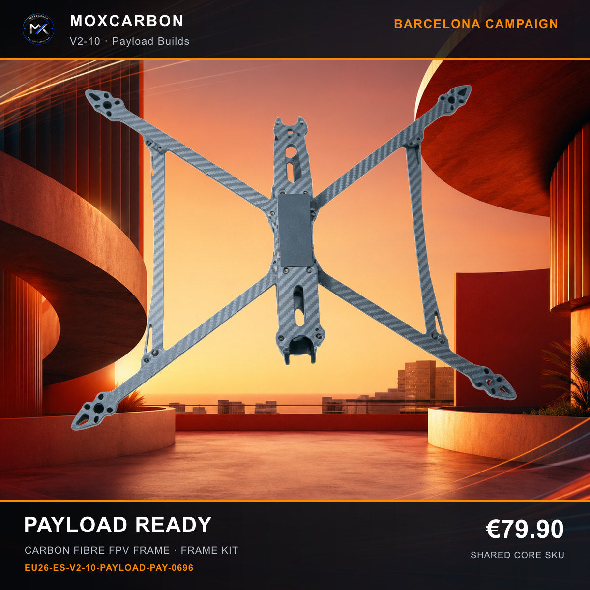 MOX MARK4 V2 10-Inch Carbon Fibre FPV Frame — Barcelona Payload Ready 0696 product image