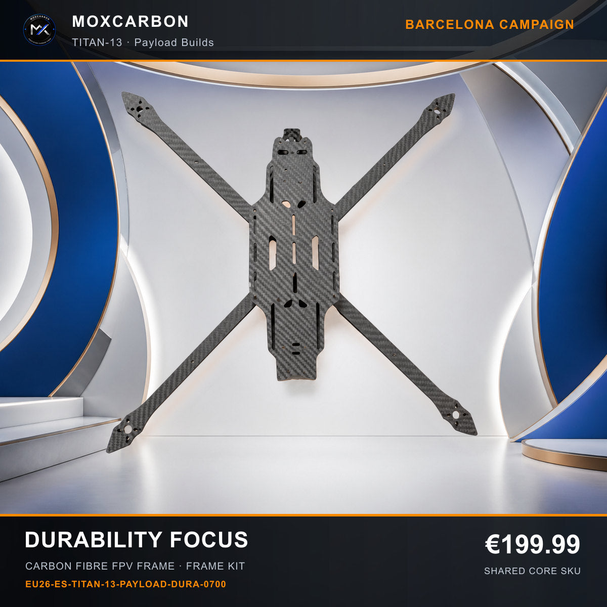 MOX MARK4 Titan GOW 13-Inch Carbon Fibre FPV Frame — Barcelona Durability Focus 0700 product image