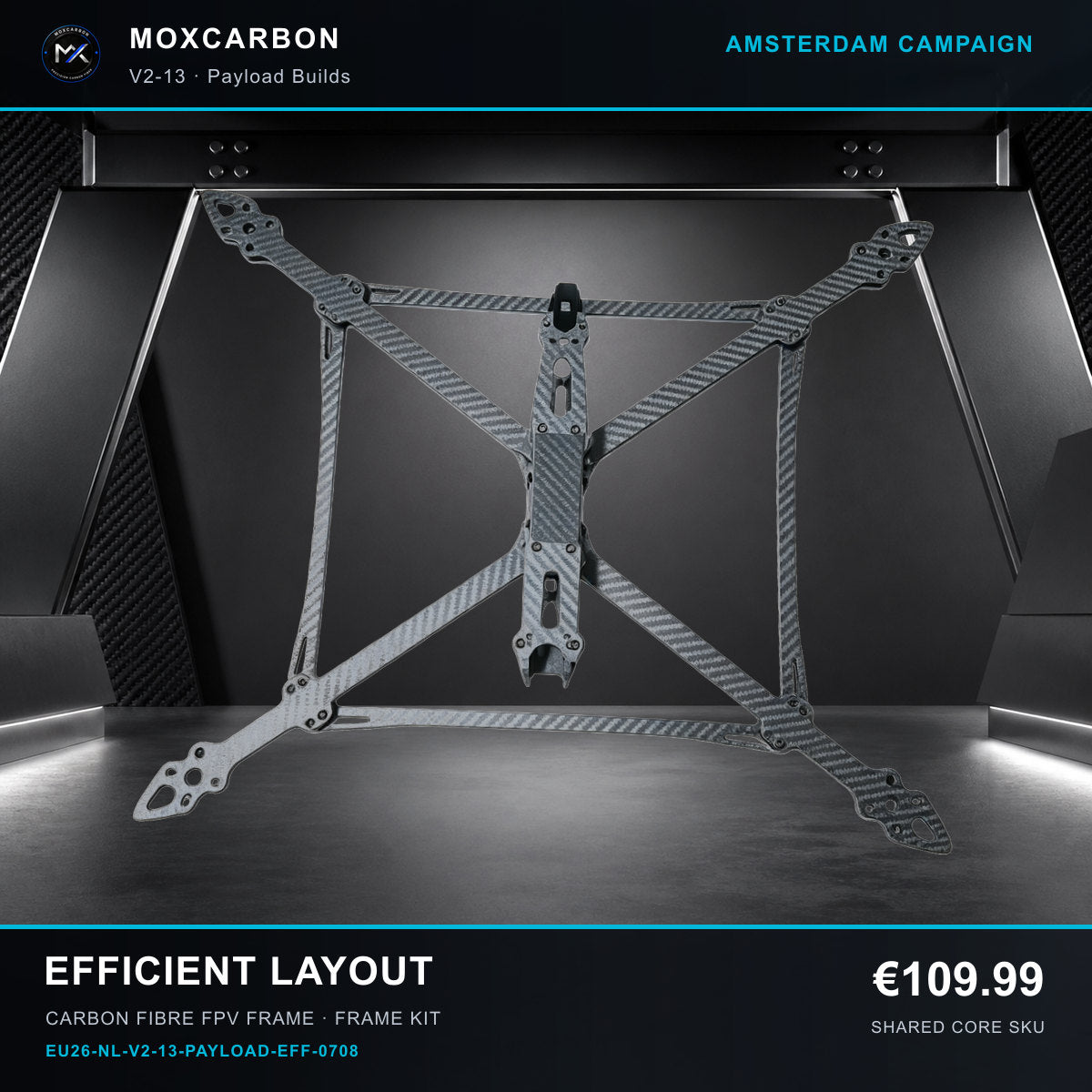 MOX MARK4 V2 13-Inch Carbon Fibre FPV Frame — Amsterdam Efficient Layout 0708 product image