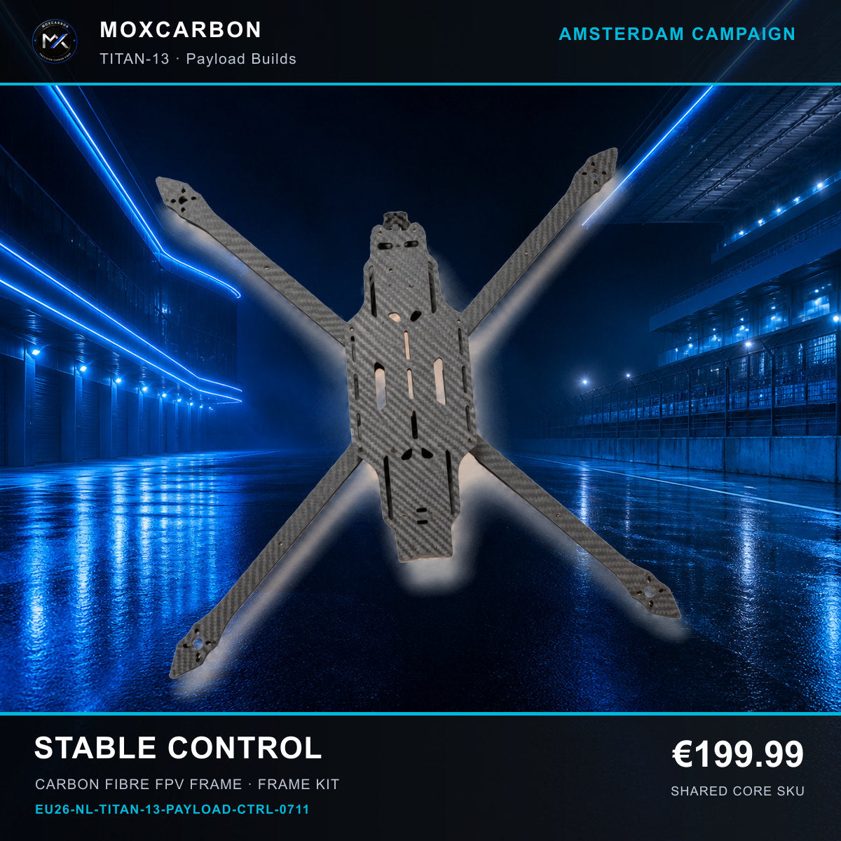 MOX MARK4 Titan GOW 13-Inch Carbon Fibre FPV Frame — Amsterdam Stable Control 0711 product image