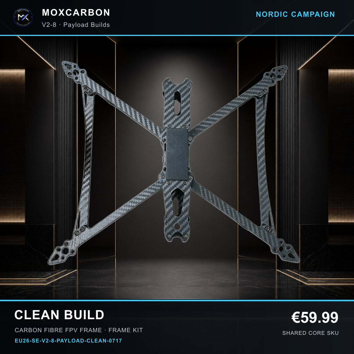 MOX MARK4 V2 8-Inch Carbon Fibre FPV Frame — Nordic Clean Build 0717 product image