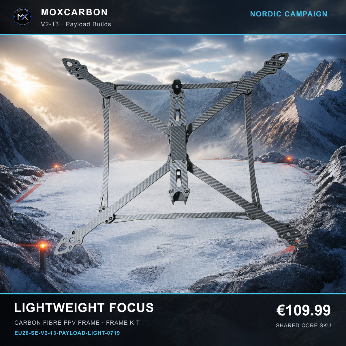 MOX MARK4 V2 13-Inch Carbon Fibre FPV Frame — Nordic Lightweight Focus 0719 product image