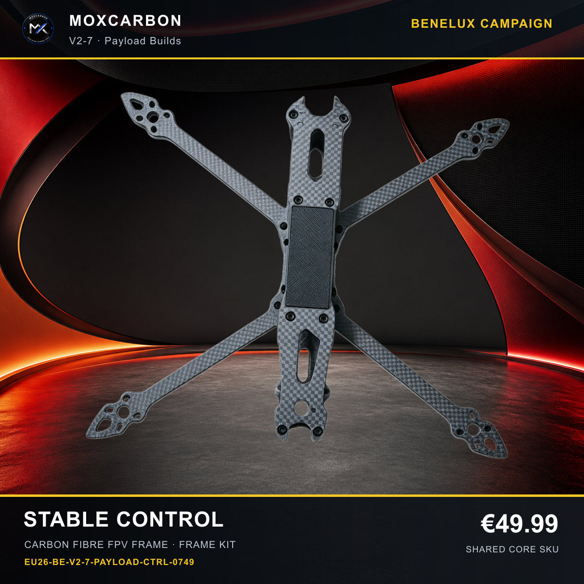 MOX MARK4 V2 7-Inch Carbon Fibre FPV Frame — Benelux Stable Control 0749 product image