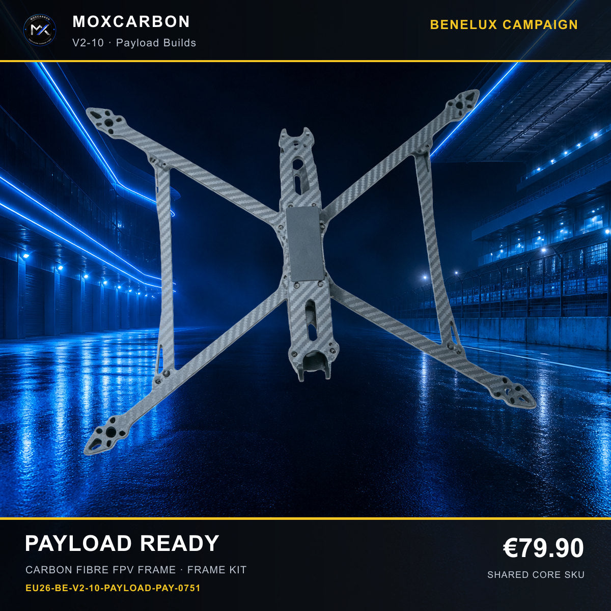 MOX MARK4 V2 10-Inch Carbon Fibre FPV Frame — Benelux Payload Ready 0751 product image