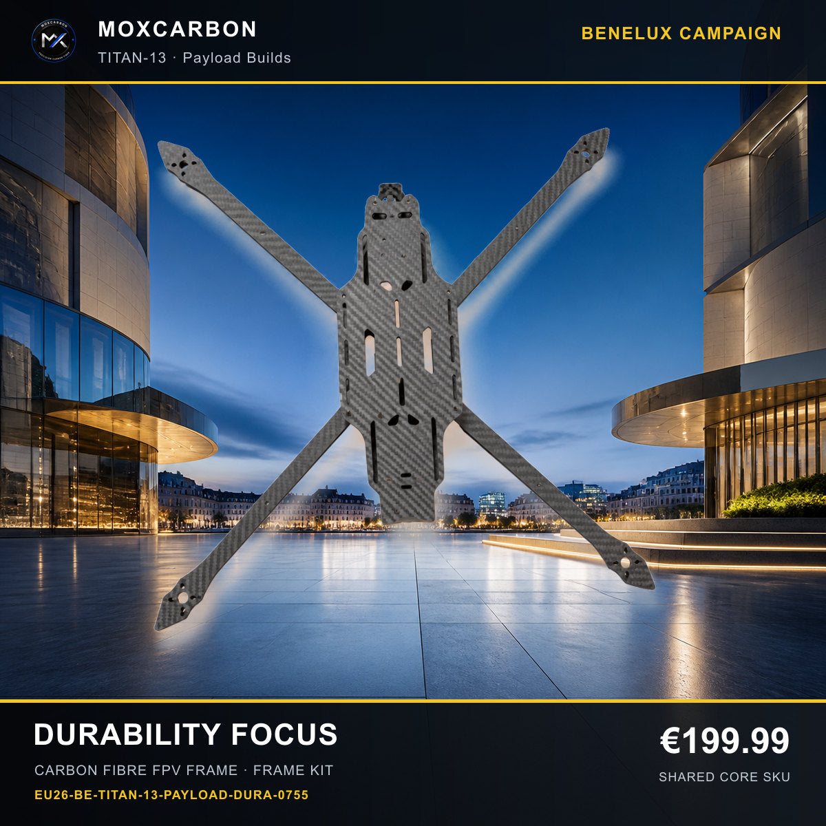 MOX MARK4 Titan GOW 13-Inch Carbon Fibre FPV Frame — Benelux Durability Focus 0755 product image