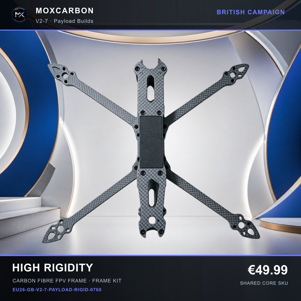 MOX MARK4 V2 7-Inch Carbon Fibre FPV Frame — British High Rigidity 0760 product image