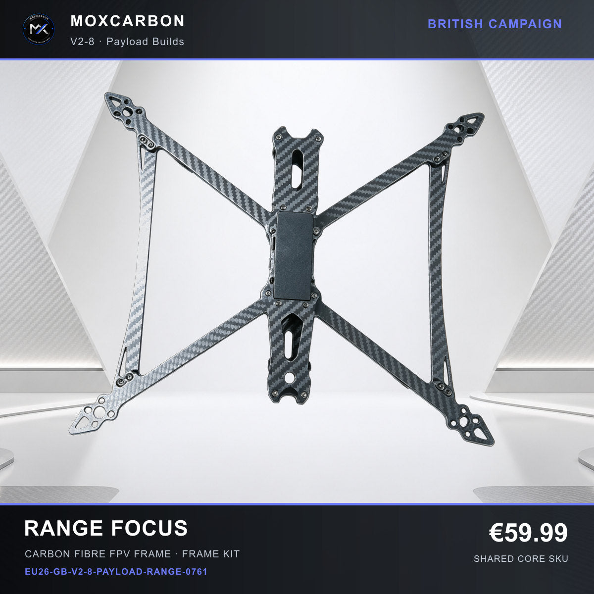 MOX MARK4 V2 8-Inch Carbon Fibre FPV Frame — British Range Focus 0761 product image