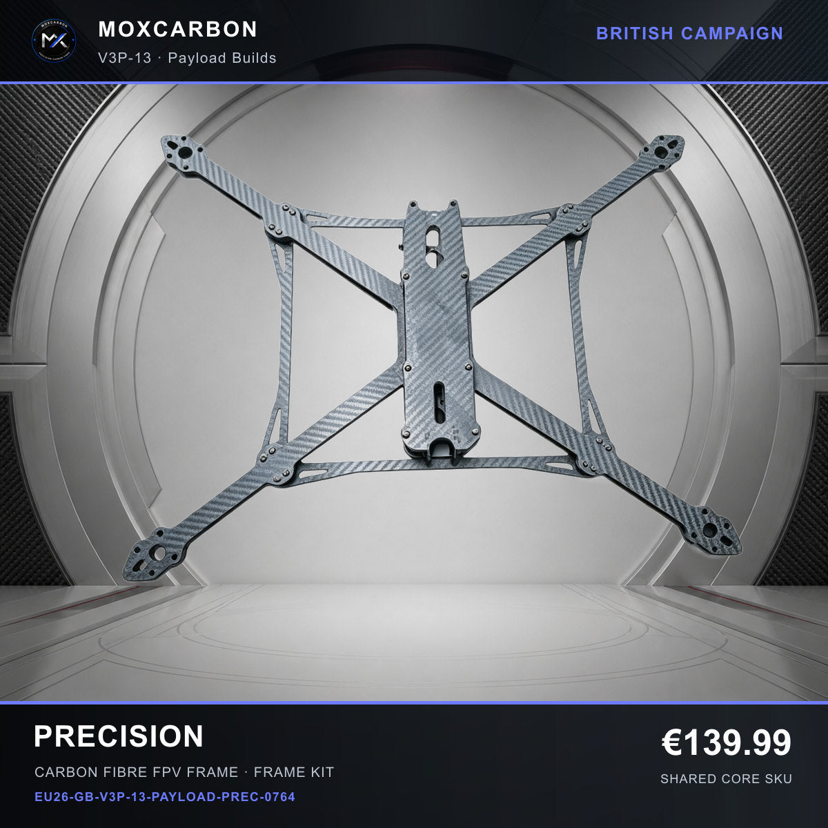 MOX MARK4 V3 Pro 13-Inch Carbon Fibre FPV Frame — British Precision 0764 product image