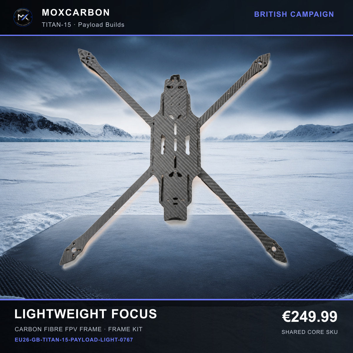 MOX MARK4 Titan GOW 15-Inch Carbon Fibre FPV Frame — British Lightweight Focus 0767 product image