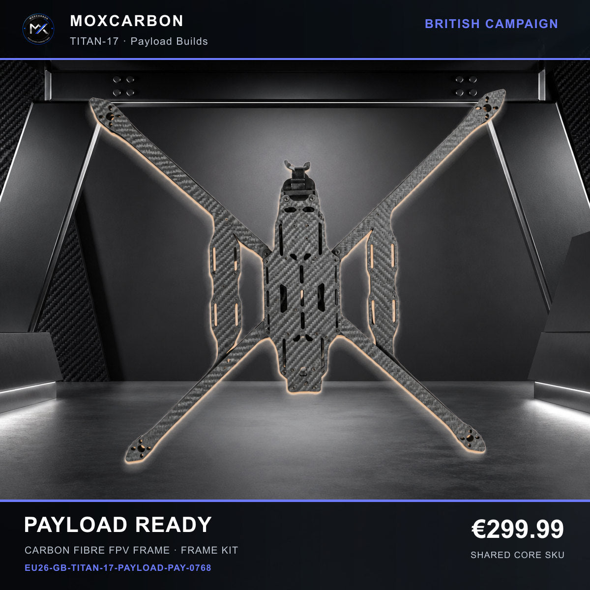 MOX MARK4 Titan GOW 17-Inch Carbon Fibre FPV Frame — British Payload Ready 0768 product image