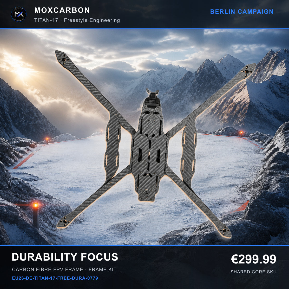 MOX MARK4 Titan GOW 17-Inch Carbon Fibre FPV Frame — Berlin Durability Focus 0779 product image