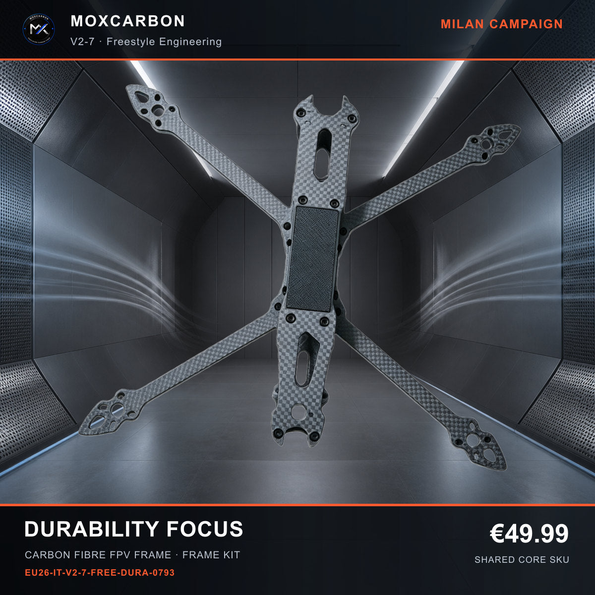 MOX MARK4 V2 7-Inch Carbon Fibre FPV Frame — Milan Durability Focus 0793 product image