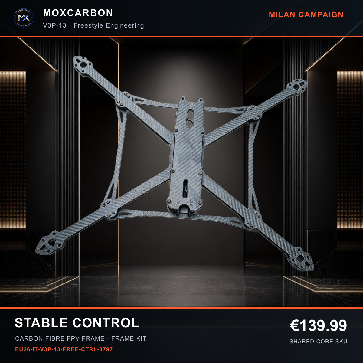 MOX MARK4 V3 Pro 13-Inch Carbon Fibre FPV Frame — Milan Stable Control 0797 product image
