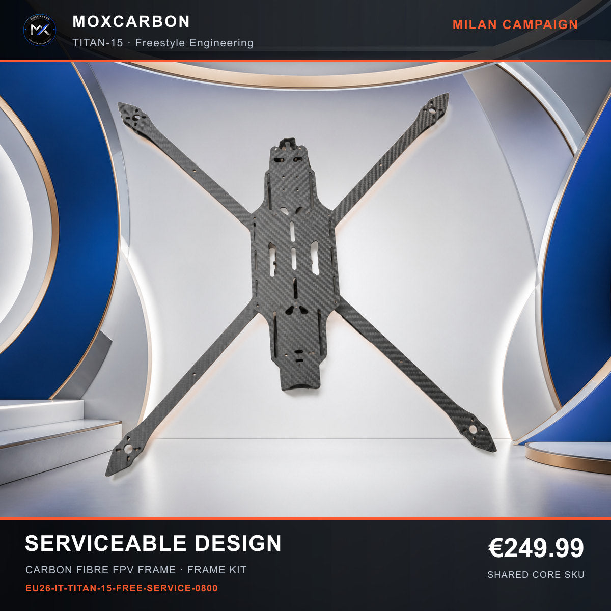 MOX MARK4 Titan GOW 15-Inch Carbon Fibre FPV Frame — Milan Serviceable Design 0800 product image