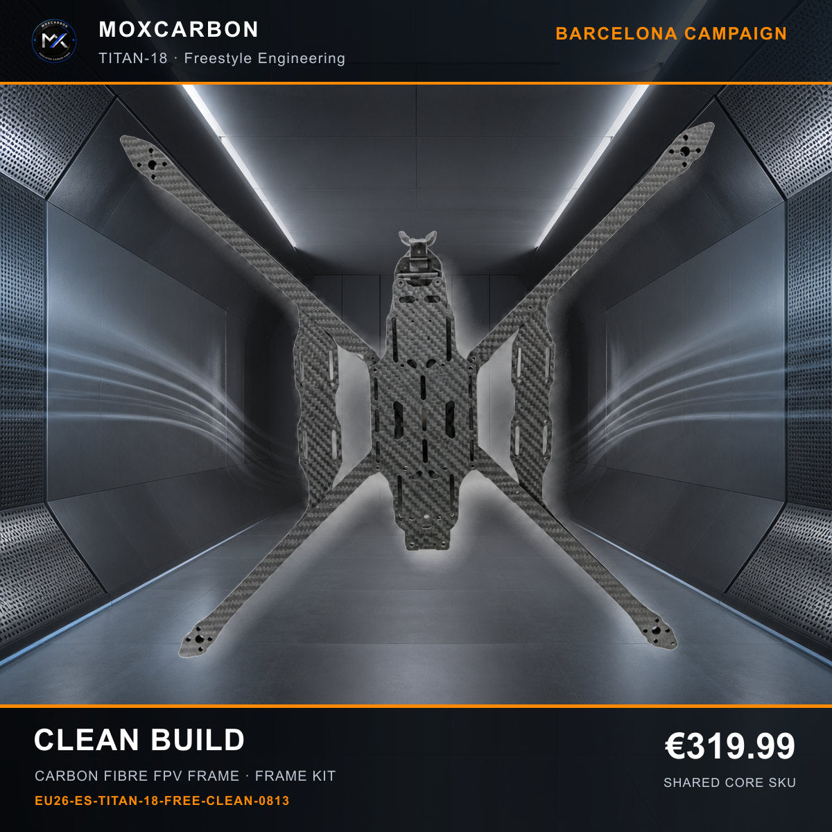MOX MARK4 Titan GOW 18-Inch Carbon Fibre FPV Frame — Barcelona Clean Build 0813 product image