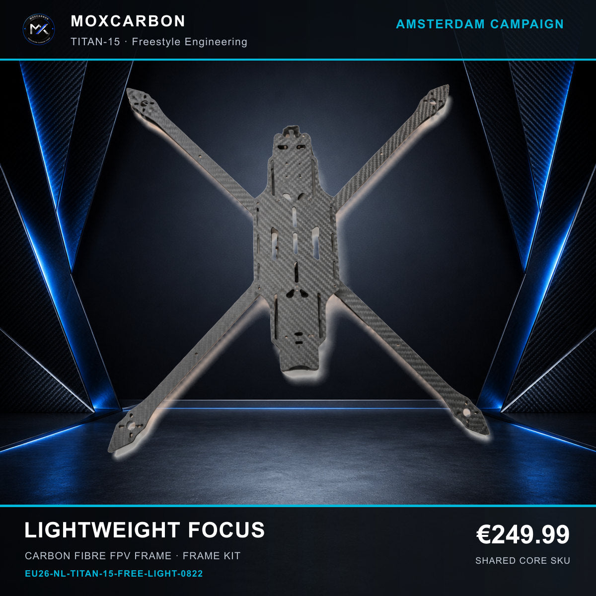 MOX MARK4 Titan GOW 15-Inch Carbon Fibre FPV Frame — Amsterdam Lightweight Focus 0822 product image