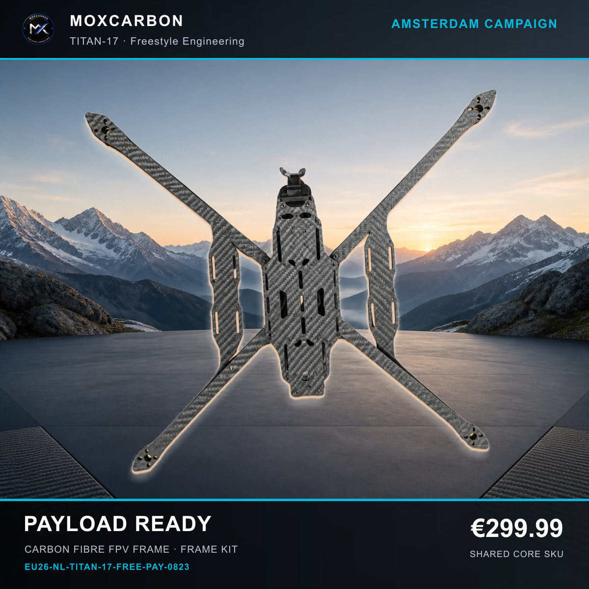 MOX MARK4 Titan GOW 17-Inch Carbon Fibre FPV Frame — Amsterdam Payload Ready 0823 product image