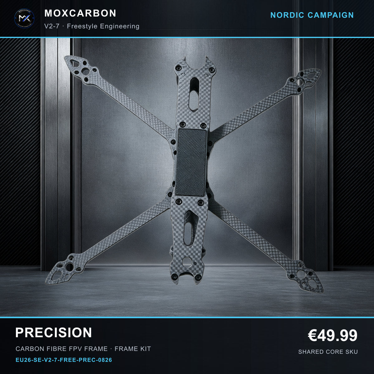 MOX MARK4 V2 7-Inch Carbon Fibre FPV Frame — Nordic Precision 0826 product image
