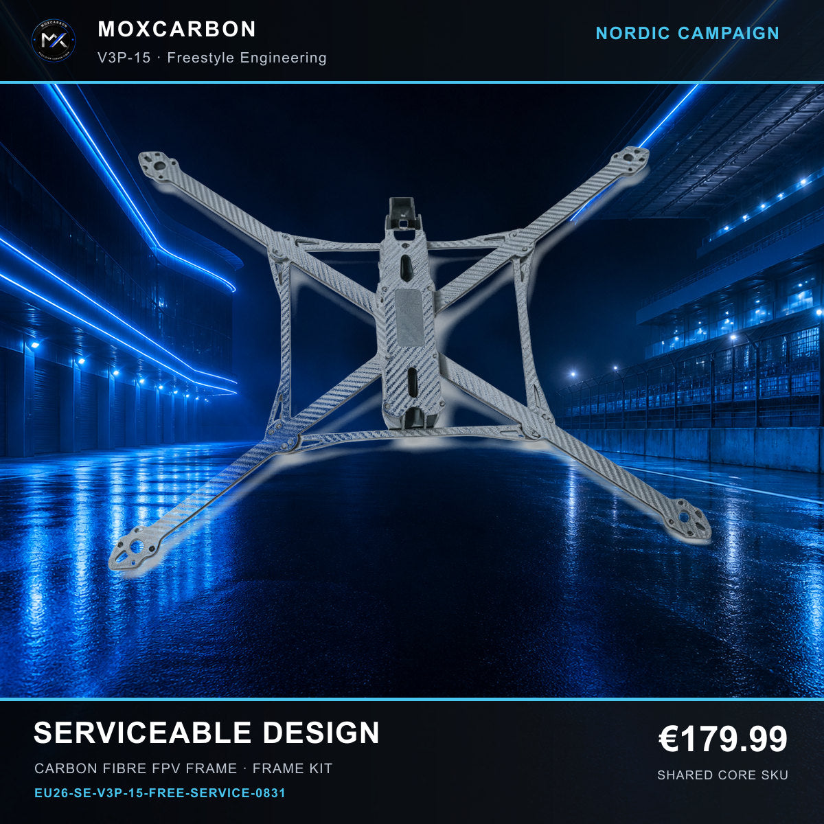 MOX MARK4 V3 Pro 15-Inch Carbon Fibre FPV Frame — Nordic Serviceable Design 0831 product image