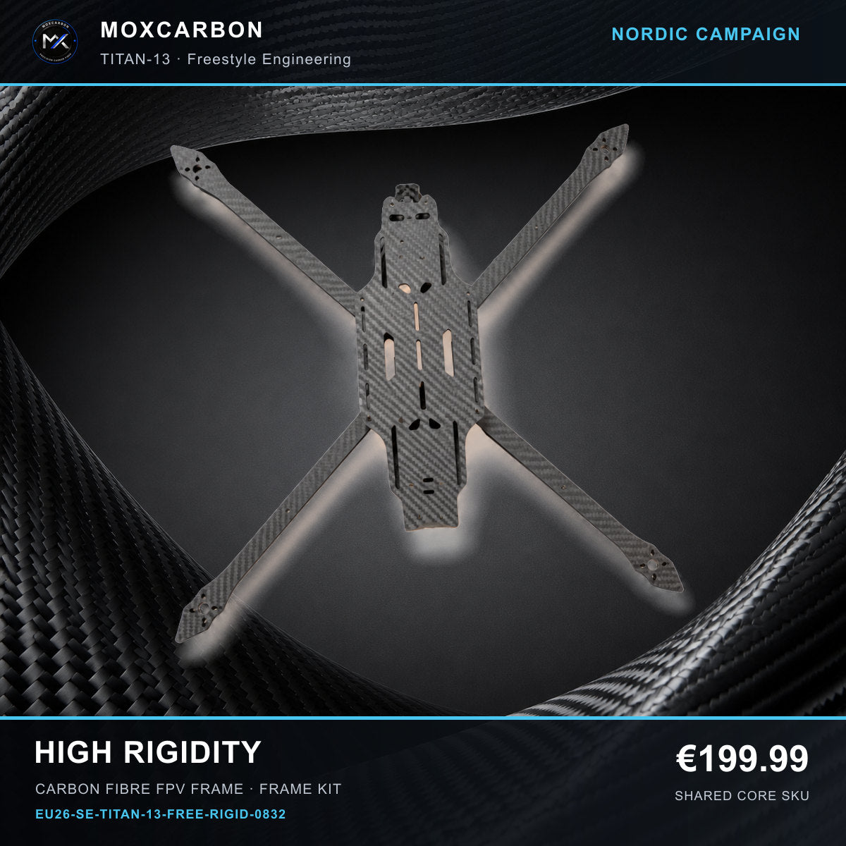 MOX MARK4 Titan GOW 13-Inch Carbon Fibre FPV Frame — Nordic High Rigidity 0832 product image