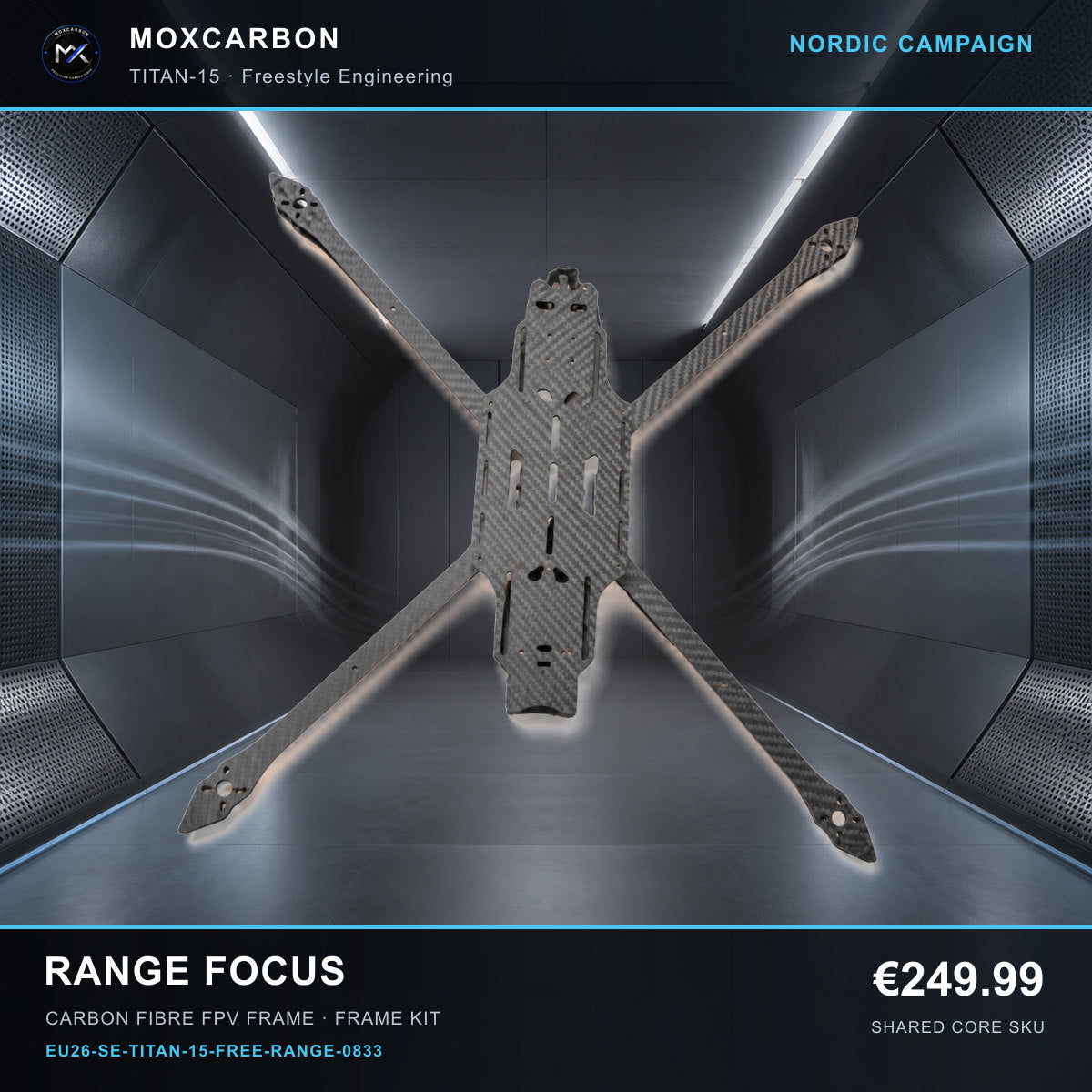 MOX MARK4 Titan GOW 15-Inch Carbon Fibre FPV Frame — Nordic Range Focus 0833 product image