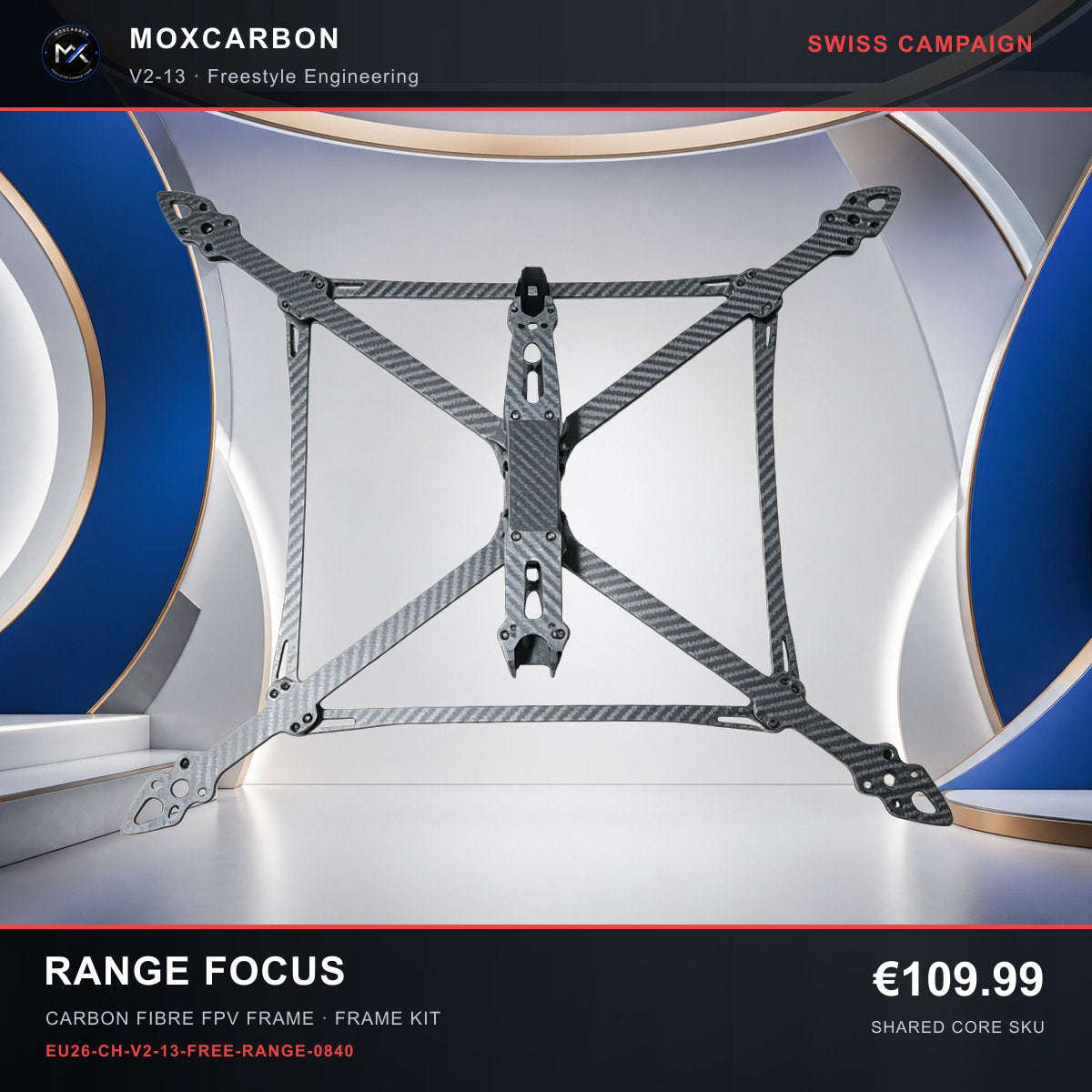 MOX MARK4 V2 13-Inch Carbon Fibre FPV Frame — Swiss Range Focus 0840 product image