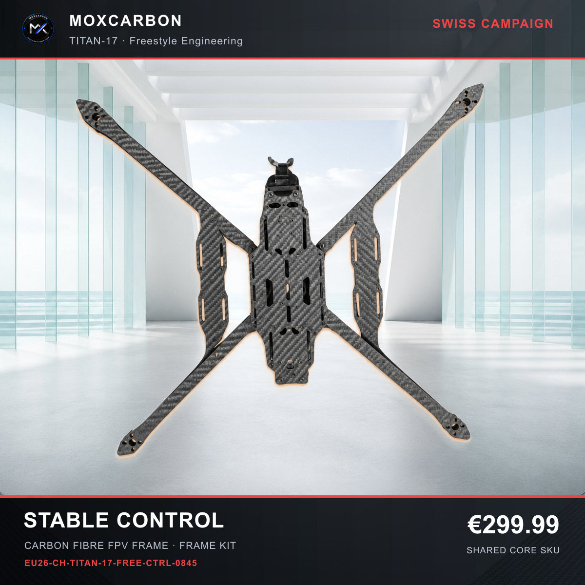 MOX MARK4 Titan GOW 17-Inch Carbon Fibre FPV Frame — Swiss Stable Control 0845 product image