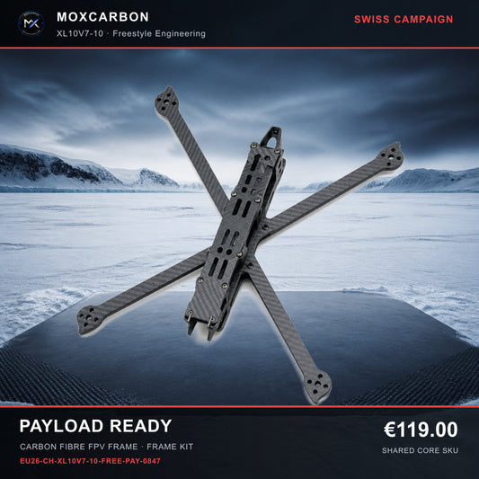 MOX XL10V7 10-Inch Carbon Fibre FPV Frame — Swiss Payload Ready 0847 product image