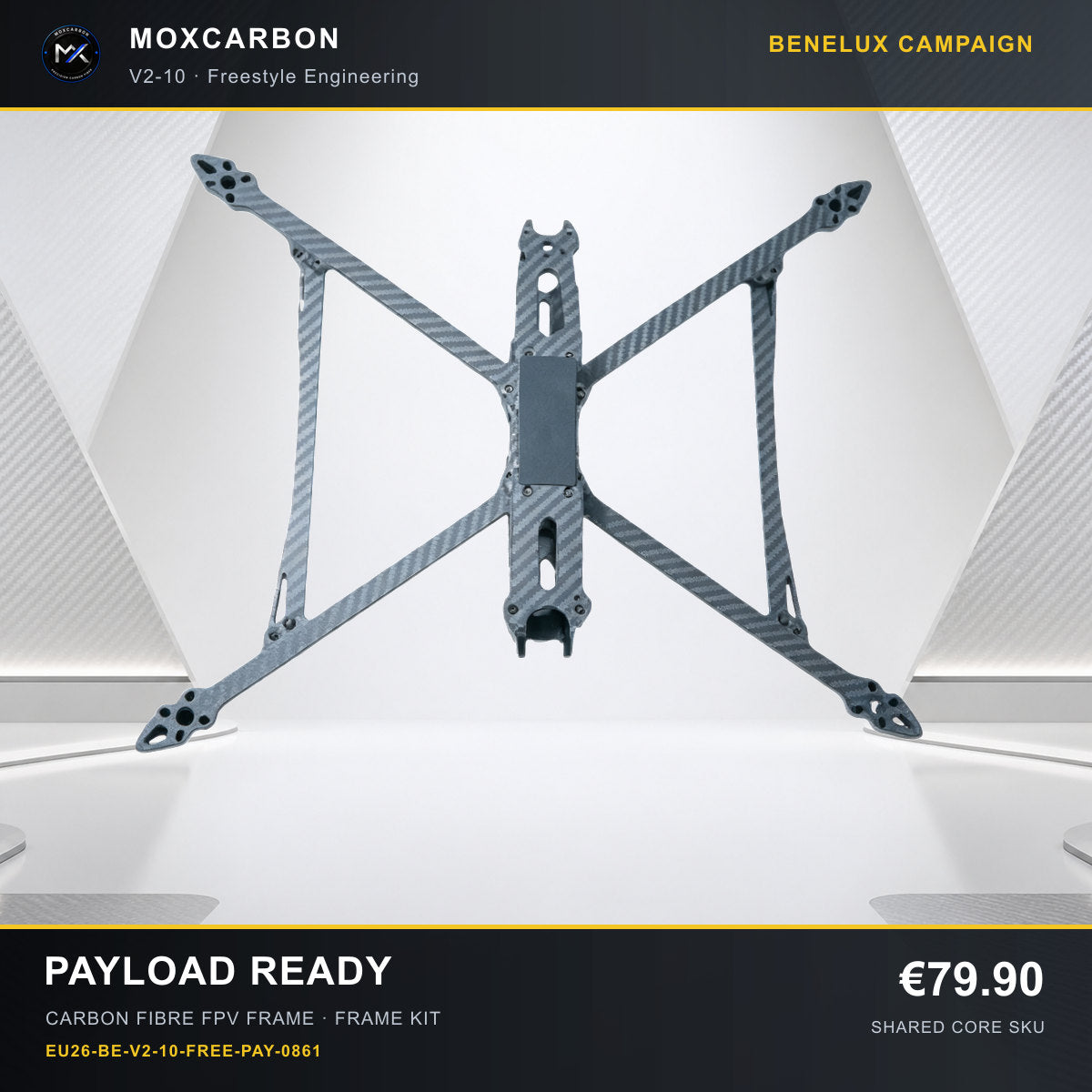 MOX MARK4 V2 10-Inch Carbon Fibre FPV Frame — Benelux Payload Ready 0861 product image