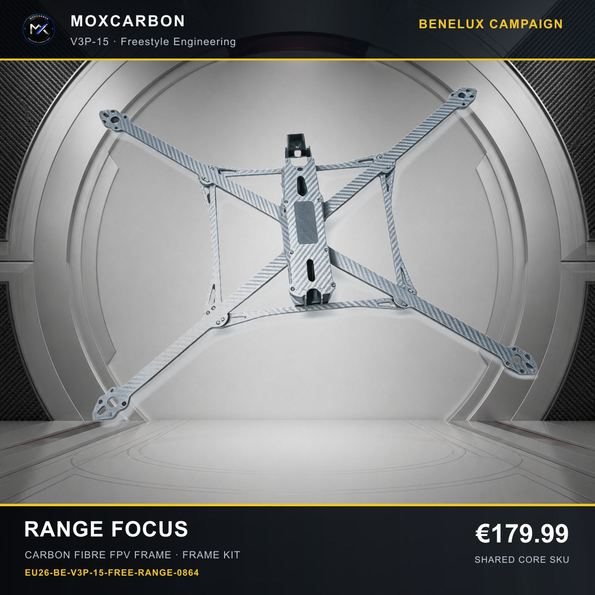 MOX MARK4 V3 Pro 15-Inch Carbon Fibre FPV Frame — Benelux Range Focus 0864 product image