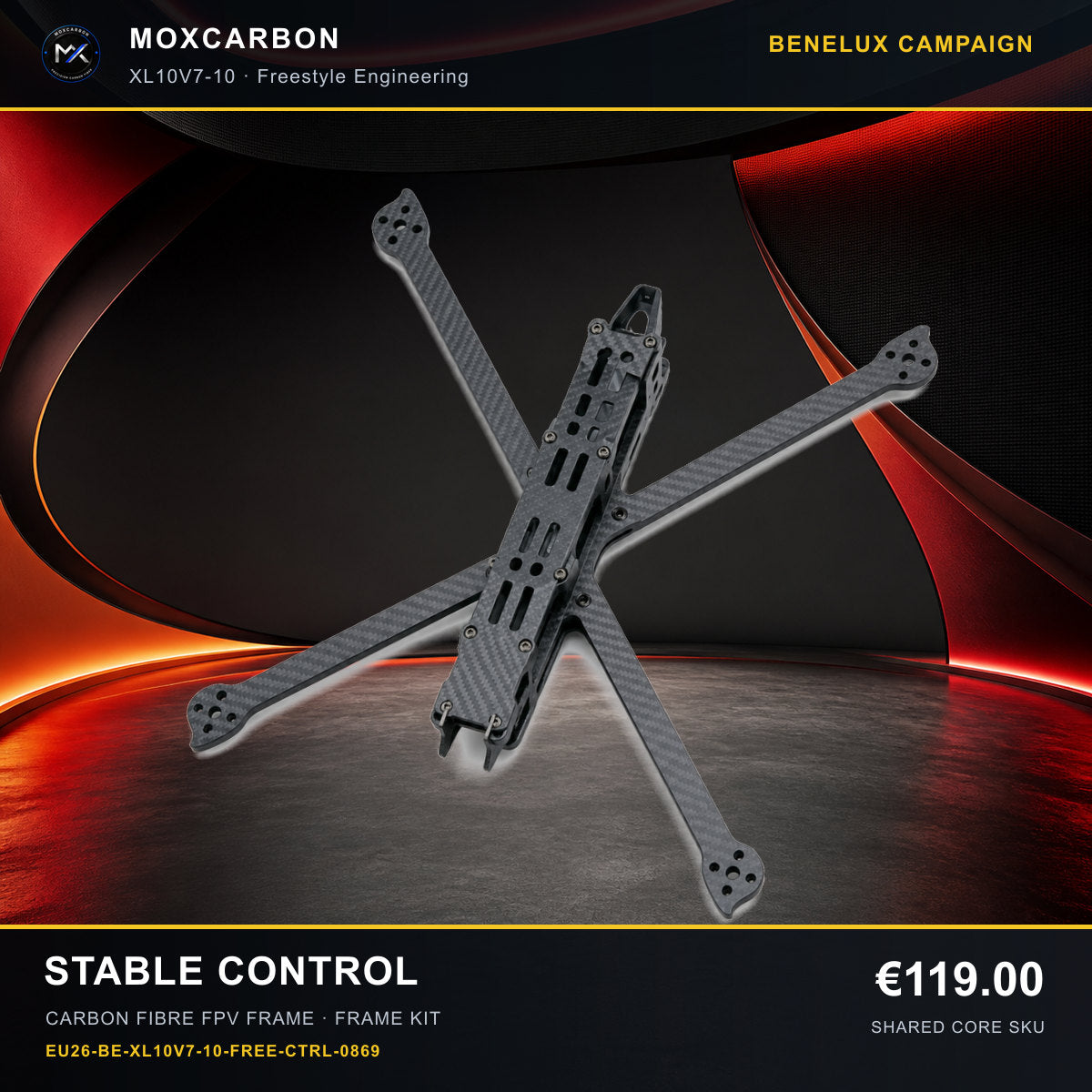 MOX XL10V7 10-Inch Carbon Fibre FPV Frame — Benelux Stable Control 0869 product image