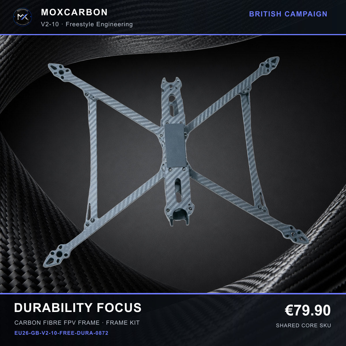 MOX MARK4 V2 10-Inch Carbon Fibre FPV Frame — British Durability Focus 0872 product image
