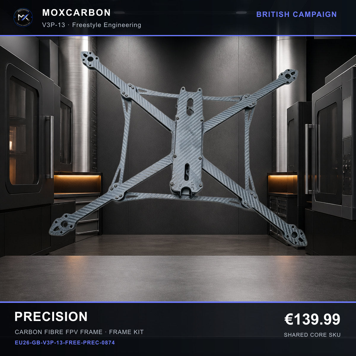 MOX MARK4 V3 Pro 13-Inch Carbon Fibre FPV Frame — British Precision 0874 product image