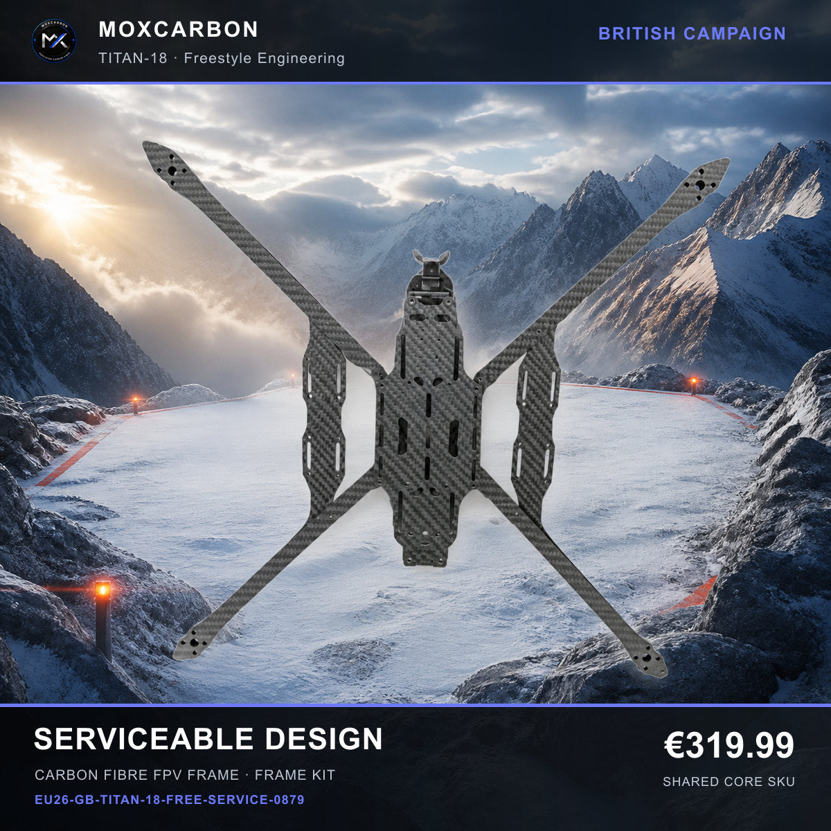 MOX MARK4 Titan GOW 18-Inch Carbon Fibre FPV Frame — British Serviceable Design 0879 product image