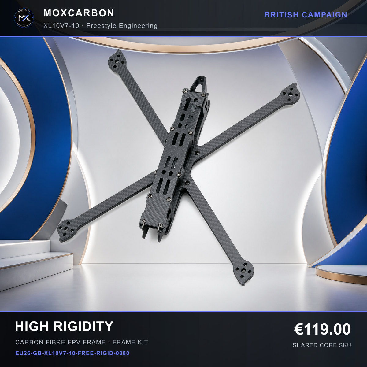 MOX XL10V7 10-Inch Carbon Fibre FPV Frame — British High Rigidity 0880 product image