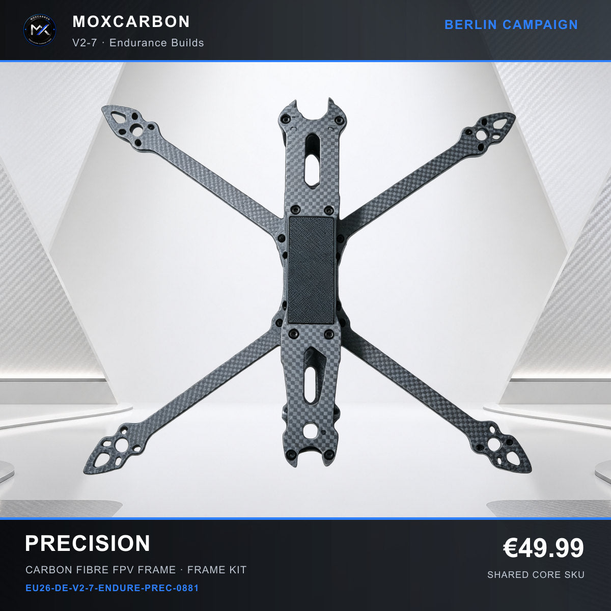 MOX MARK4 V2 7-Inch Carbon Fibre FPV Frame — Berlin Precision 0881 product image