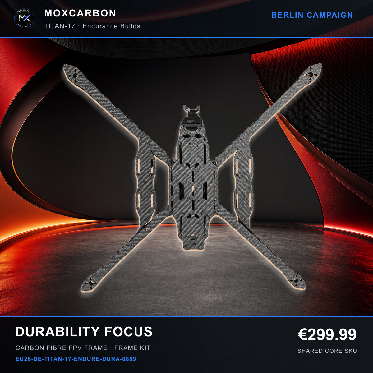 MOX MARK4 Titan GOW 17-Inch Carbon Fibre FPV Frame — Berlin Durability Focus 0889 product image