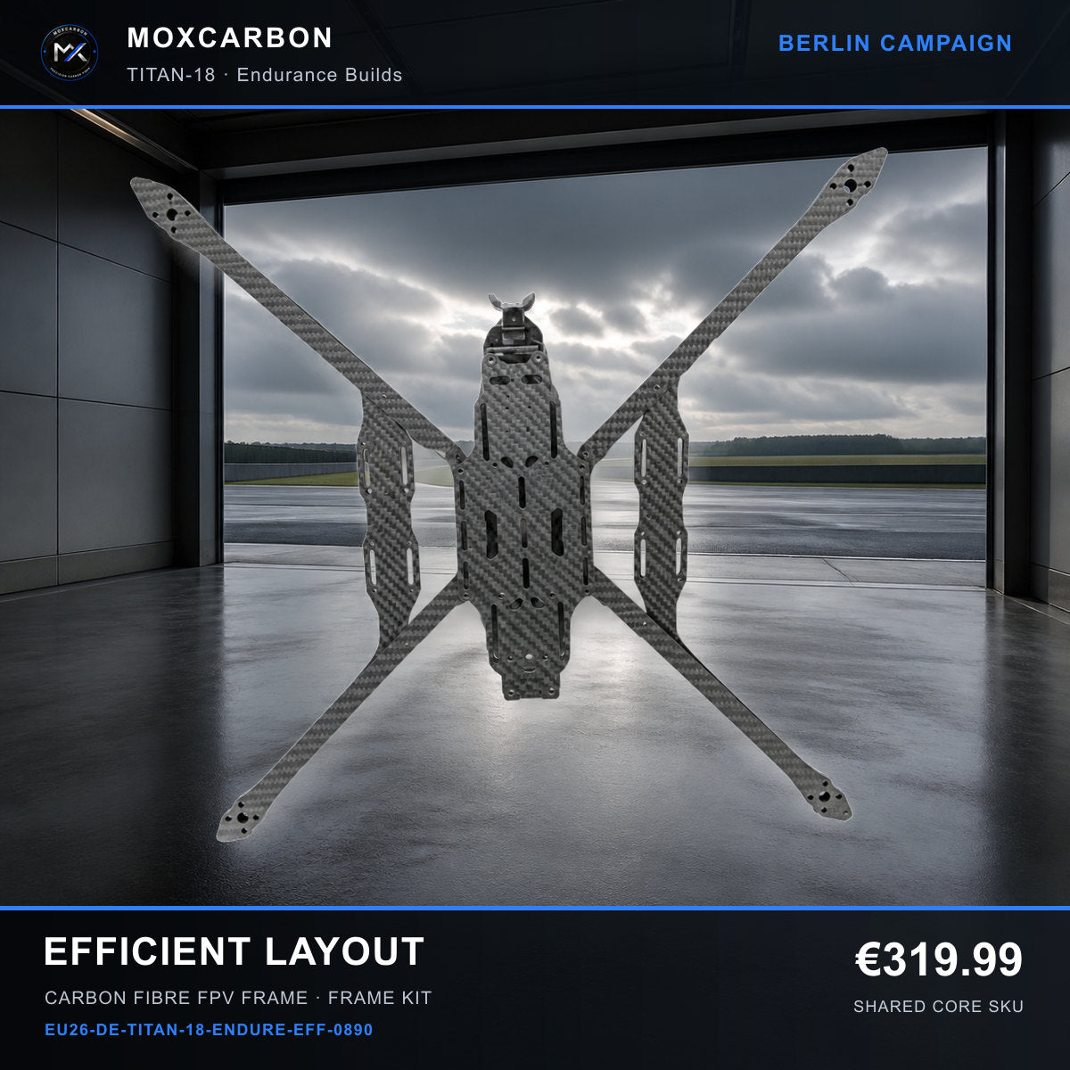 MOX MARK4 Titan GOW 18-Inch Carbon Fibre FPV Frame — Berlin Efficient Layout 0890 product image