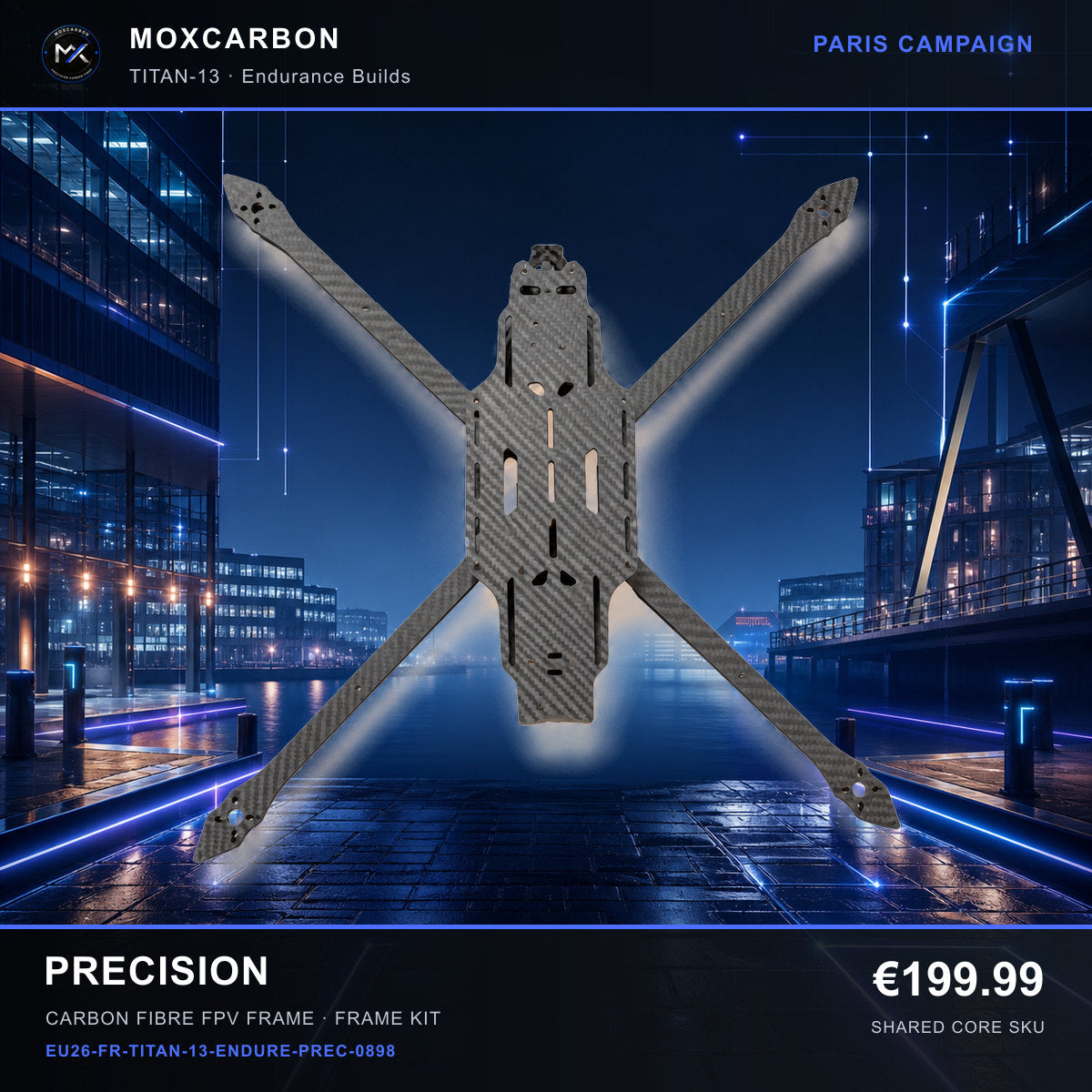 MOX MARK4 Titan GOW 13-Inch Carbon Fibre FPV Frame — Paris Precision 0898 product image