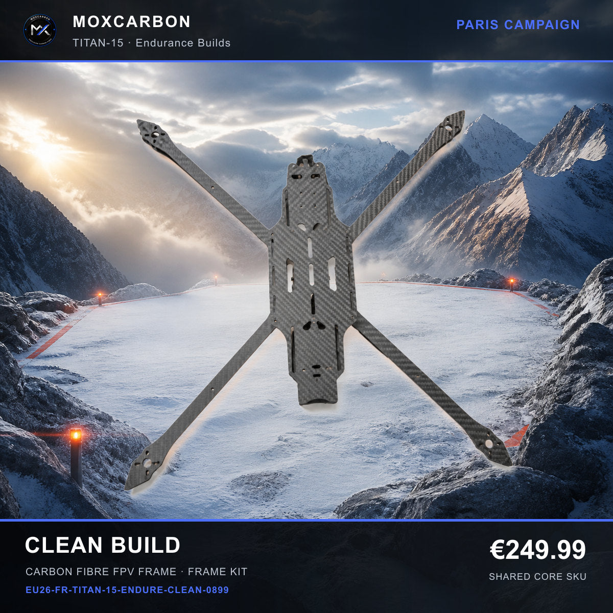 MOX MARK4 Titan GOW 15-Inch Carbon Fibre FPV Frame — Paris Clean Build 0899 product image