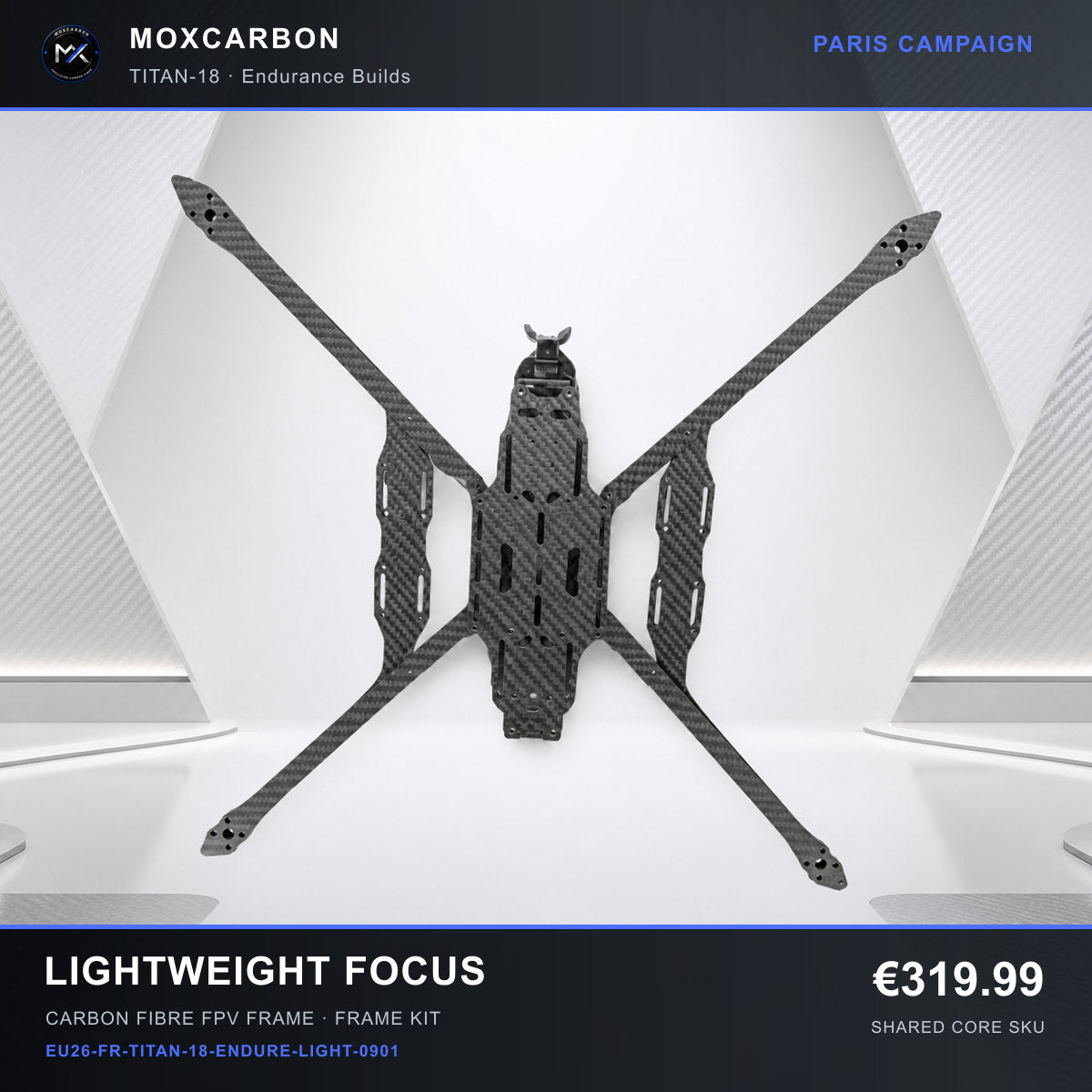 MOX MARK4 Titan GOW 18-Inch Carbon Fibre FPV Frame — Paris Lightweight Focus 0901 product image