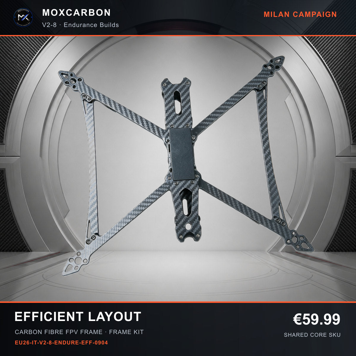 MOX MARK4 V2 8-Inch Carbon Fibre FPV Frame — Milan Efficient Layout 0904 product image