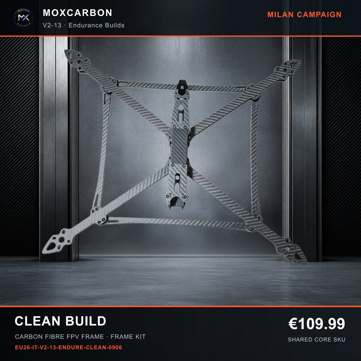 MOX MARK4 V2 13-Inch Carbon Fibre FPV Frame — Milan Clean Build 0906 product image